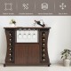 Rolling buffet sideboard in walnut with wine rack, glass holders, and storage cabinet, ideal for kitchens and dining.