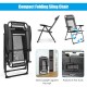 Compact folding sling chair in gray with adjustable backrest, perfect for outdoor patio and camping use.