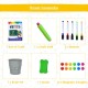 Colorful art accessories including chalk, markers, and an eraser for the 3-in-1 kids' tabletop easel.