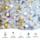 6 feet artificial Christmas tree with iridescent branch tips, white color, and stable X-shaped iron base for festive.