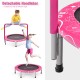 Kids trampoline with pink padded handle, 36-inch size, designed for safety and energy release for ages 3-10.