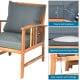 Single wooden patio chair with thick, soft cushions and zippered cover for easy cleaning, perfect for outdoor.