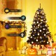 6 feet hinged artificial Halloween Christmas tree with 1036 branch tips, black design, perfect for indoor and outdoor.