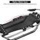 Nylon mesh seat of the Snow Racer Sled with textured grip handles for a comfortable and safe riding experience.