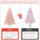 6ft pink artificial Christmas tree made of eco-friendly PVC, featuring hinged construction for easy assembly and.