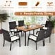 55-inch acacia wood patio dining table with umbrella hole, suitable for 6-8 people, perfect for outdoor gatherings.