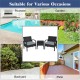 3-piece outdoor rattan patio conversation set with gray cushions, ideal for backyard, poolside, or garden relaxation.