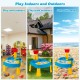 Kids sand and water activity table with umbrella hole, featuring indoor and outdoor play options and 18 accessories.