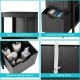 Black bathroom wooden floor cabinet with three storage spaces and two drawers, made of durable MDF board for easy.