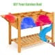 Elevated planter box kit with 8 grids, made of durable fir wood, ideal for comfortable gardening on patios or balconies.