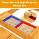 Kids outdoor cedar sandbox with removable large-capacity storage boxes for toys and snacks, perfect for backyard play.