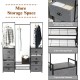 3-in-1 portable dresser with 8 fabric drawers and metal rack, featuring hanging rods and 2-tier storage for versatile.