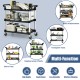 3-shelf utility service cart with aluminum frame, 490lbs capacity, rolling wheels for easy transport and storage.