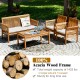 4-piece outdoor acacia wood sofa set with thick cushions, ideal for patio or garden relaxation.