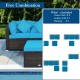 Turquoise 4-piece rattan wicker sofa set with cushions, including 2 corner sofas, 1 armless sofa, and 1 ottoman for.