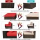 Red cushion sectional patio furniture set featuring durable PE rattan, sturdy steel frame, and versatile arrangement.