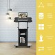 Height adjustable black laptop desk cart with storage, ergonomic design, and wheels for easy movement in any space.