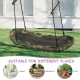 Adjustable army green saucer tree swing for kids, made of durable oxford cloth, suitable for backyard and park use.