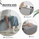 Light gray folding storage ottoman with lift top, featuring sturdy MDF construction and spacious interior for versatile.