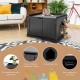 Cat litter box enclosure in black with double doors, sturdy MDF, and large access hole for easy cleaning and.