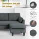 Reversible L-shaped sectional sofa in gray with movable ottoman, soft sponge cushions, and breathable linen fabric for.