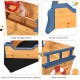 Wooden pirate boat sandbox with large storage space, sturdy fir construction, and black fabric to prevent sand leakage.
