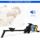 Foldable magnetic rowing machine with 10-level resistance, LCD monitor, and comfortable seat for effective home.