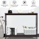 Dark brown 2-tier console table with X-design, sturdy P2 MDF, open shelf for storage, ideal for living rooms and.