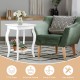 Accent side table with a white finish, featuring a 2-tier design and lower shelf for storage, perfect for living room.