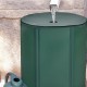 Collapsible 60-gallon rain barrel in green with water inlet filter, ideal for efficient water collection and storage.
