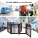 30-inch configurable folding wood fence in cherry finish, ideal for doorways and small pet containment.