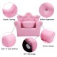 Close-up of the pink children's upholstered princess sofa, showcasing the diamond decoration and smooth surface for.