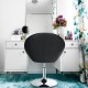Swivel round tufted black accent chair from a back view, featuring a chrome base, ideal for stylish home or bar.