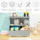 Gray 3-tier kids bookcase storage organizer featuring spacious top surface for displaying books and toys in a playful.