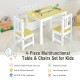 Kids wooden activity table and chairs set with storage bench, ergonomic design, sturdy MDF, perfect for play and study.