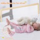 Extra long 59-inch beige baby bed rail guard with breathable mesh, providing safety for toddlers during sleep.
