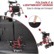 Folding rollator walker in red with 8-inch wheels, showcasing its lightweight, foldable design for easy transport and.