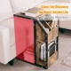 C-shaped industrial snack end table with storage, made of particle board and metal, ideal for living room organization.