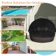 Outdoor rattan daybed with retractable canopy in black, perfect for poolside relaxation and versatile seating options.