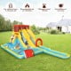 Inflatable dual slide water park with climbing wall, pool, and basketball hoop for kids aged 3-10, durable Oxford cloth.