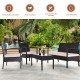 4-piece patio rattan conversation set featuring a loveseat, 2 single sofas, and a coffee table for outdoor relaxation.