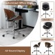 Adjustable leather office chair with curved bentwood seat, ergonomic design, and 360° swivel for versatile use.