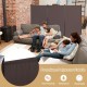 3-panel room divider in brown made of premium polyester fabric, perfect for creating private spaces in home or office.