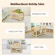 Natural pine wood kids activity table with removable top, ideal for building blocks, learning, and storage.