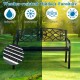 50-inch heavy-duty metal garden bench with modern backrest, weather-resistant design for outdoor use in various.