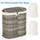 Handwoven gray laundry hamper basket with two removable liner bags, perfect for organizing dirty clothes in any room.
