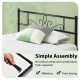 Twin size metal bed frame with headboard and footboard, featuring solid steel slats and simple assembly for bedroom use.