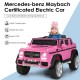 Licensed pink Mercedes-Benz Maybach kids ride-on car with remote control, LED lights, and spring suspension for smooth.