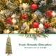 Snow flocked branches and red ornaments on a 6 feet pre-lit pencil Christmas tree with 250 warm LED lights.