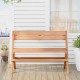 Teak wood folding outdoor bench with slatted seat, 41.5" wide for two, ideal for backyard or poolside use.